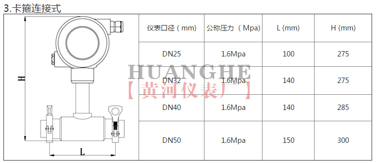 黃河儀表渦輪流量計產(chǎn)品尺寸